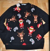 1* H&M Świąteczny sweter w Mikołaje 14/15 lat_ 164/170 cm