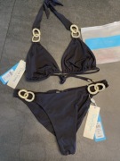 Beach Bunny Strój Kąpielowy Jesse Czarny Złoto Cyrkonie Nowy USA XL