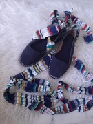 ZARA piękne buty z koziej skóry długie wiązane szarfy 39