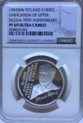 100 TYS.ZŁ WOJCIECH KORFANTY 1992 NGC PF69 PIĘKNA
