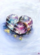 JESTEM obraz olejny na płótnie 30 x 40 serce miłość prezent na Walentynki