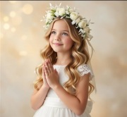 Wianek na Głowę Komunia Ślub Sesja BOHO Biały