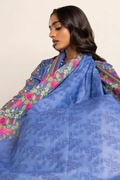 Duża chusta orientalna dupatta pareo turban hijab niebieska kwiaty bawełna