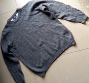 Commander Woolmark szary sweter 100% wełna 116 cm pachy stalowy XL