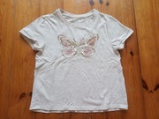 t-shirt dziewczęcy 134 NEXT beżowy motyl