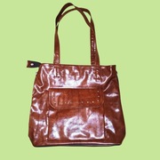 Vintage torebka damska brązowa lakierowana ekoskóra elegant