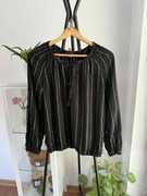 Czarna bluzka w złote paski Reserved L 40 wiskoza