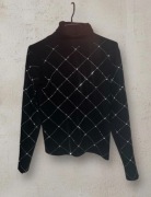 Sweter Unikatowy sweterek Golf Golfik z perełkami limitowany od Minouu