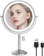 Lusterko do makijażu z regulacją wysokości podświetlane powiększenie 10x
