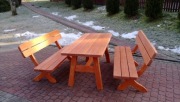 Meble ogrodowe, komplet ogrodowy, drewniane ławy, stoly