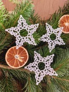 Gwiazdki frywolitkowe, ozdoby choinkowe