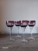 Kieliszki kryształowe bordowe PRL