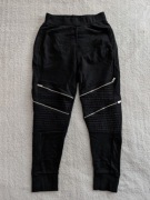 Czarne rockowe spodnie dresowe dresy z suwakami joggery Zara Man S