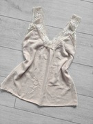 Nowy włoski beżowy top damski z koronką, onesize, uniwersalny 
