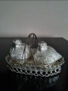 Solniczka i pieprzniczka ptaszki posrebrzane 