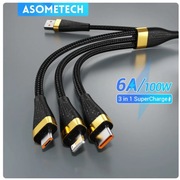 Przewód rozdzielacz USBC micro iPhone 6A 100W potrójny adapter 2m