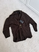 Bluzka koszula z broszką nowa Massimo Dutti XS/s brązowa czekoladowa