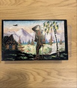 Skrzynka, pudełko malowane ręcznie góral 1950 lata Kraków