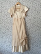 Suknia elegancka złota L-XXL + bolerko regulowana 
