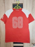 510. Chłopięca czerwono biała koszulka t-shirt rozmiar 146/152