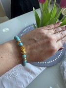 Bransoletka kamienie koraliki turkusowe Premium 