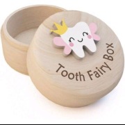 Drewniane pudełko na pierwsze zęby mleczne, wróżka 