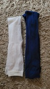 2 x rajstopki 122/128 białe i granatowe