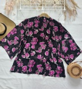 Czarna tunika w kwiaty fuksja 100% wiskoza Kaffe Curve 48 50