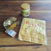 Indyjski zestaw do medytacji / puja – lampka diya + knot + ghee