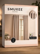 2 beżowe zasłony aksamitne welurowe SMUKEE na przelotkach 140cm / 250cm