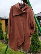 Płaszcz brązowy damski z domieszką wełny 