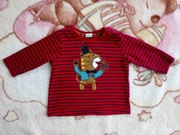 Czerwona bawełniana bluzka H&M 74 w paski kot tygrys jak nowa