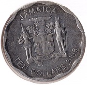 JAMAJKA 10 dolarów 2008, KM# 190, XF