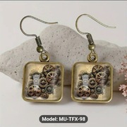 1 Para Kolczyków JWEIJIAO Steampunk z Kwadratowym Zębatym Mechanizmem 