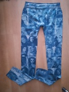 Legginsy damskie bezszwowe z twarzami nadruk 