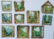 naklejki 10 szt okna zieleń deszcz scrapbooking