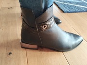 Botki damskie czarne skóra naturalna r.36