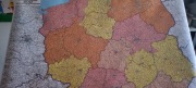 Mapa Polski z kodami pocztowymi  z zwiesiem do powieszenia, 120cm x 94 cm