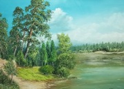 Obraz olejny,,Na skraju puszczy" 80x60 A.Matysiak.