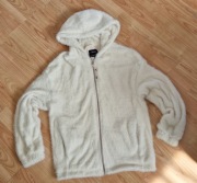 Kremowa ciepła rozpinana bluza misiowe futerko Bershka M