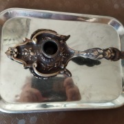 świecznik-kaganek ,stary, żeliwny ,bardzo dekoracyjny