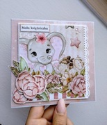 Kartka do koperty z okazji narodzin dziecka dla dziewczynki córki handmade 