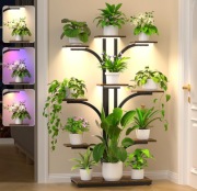 Stojak na rośliny 9 poziomów z lampą LED 163 cm loft