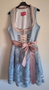 Krügel Dirndl sukienka w stylu bawarskim niebiesko-różowa rozmiar M 