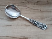 AŻUROWA SREBRZONA ŁYŻKA DO PRZYSTAWEK LUB ŚMIETANY SZWECJA