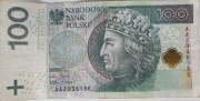Banknot 100 zł seria AA
