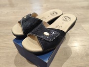 Klapki Jomix Memory damskie eleganckie kapcie skóra węża wygodne nowe 38