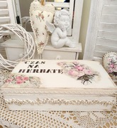 Pudełko na herbatę, herbaciarka shabby 