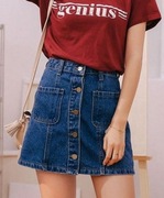 RiverIsland krótka trapezowa mini jeansowa dzinsowa ciemna spódniczka