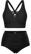 Strój kąpielowy 42 44 damskie dwuczęściowy czarny plus size